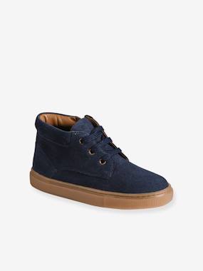 Chaussures-Chaussures garçon 23-38-Baskets, tennis-Baskets enfant garçon cuir montantes zippées et élastiquées