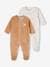 Pack of 2 Velour Sleepsuits with Front Opening for Babies cappuccino+pale blue+rose - vertbaudet enfant 