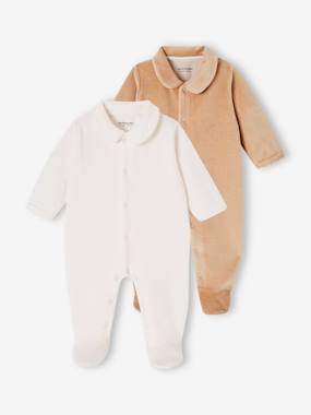 Baby-Pack of 2 Corduroy Sleepsuits with Front Opening for Babies