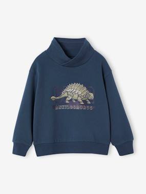 Boys-Cardigans, Jumpers & Sweatshirts-Sweatshirts & Hoodies-Printed Sweatshirt with Snood Neck for Boys