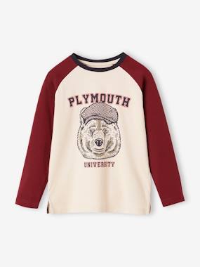 Boys-Tops-Bear Top with Contrasting Raglan Sleeves