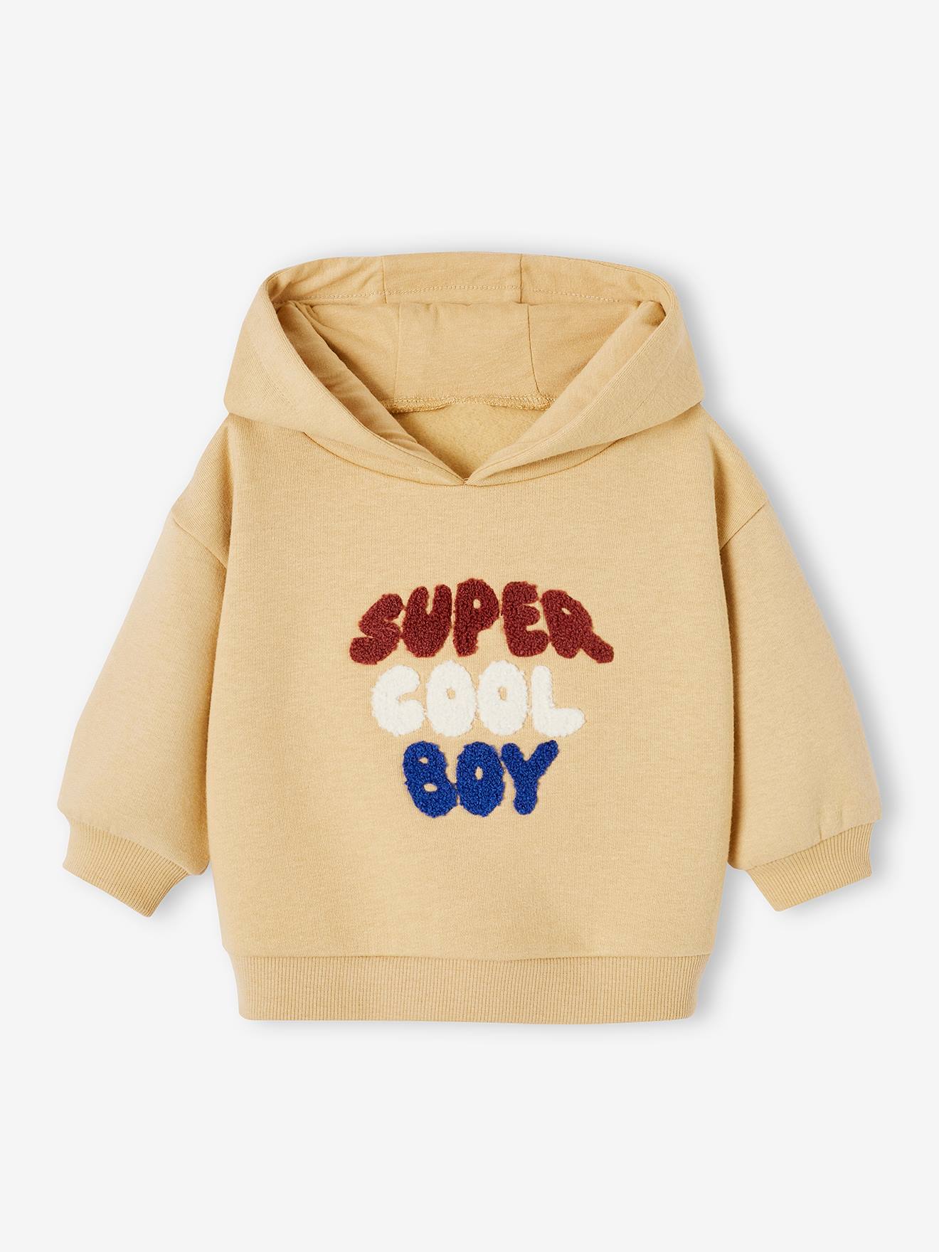 Hoodie with Message in Towelling for Baby Boys ochre Baby