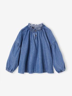 Fille-Chemise, blouse, tunique-Blouse en denim léger fille