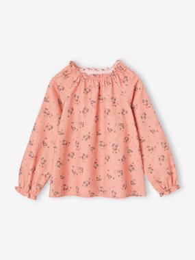 Girls-Blouses, Shirts & Tunics-Floral Blouse in Needlecord Fabric for Girls