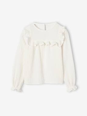 -Blouse à volant en gaze de coton fille