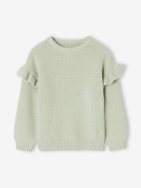 Girls-Cardigans, Jumpers & Sweatshirts-Jumper with Ruffled Sleeves for Girls