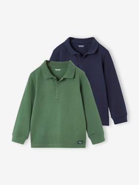 Boys-Tops-Pack of 2 Long-Sleeved Polo Shirts for Boys