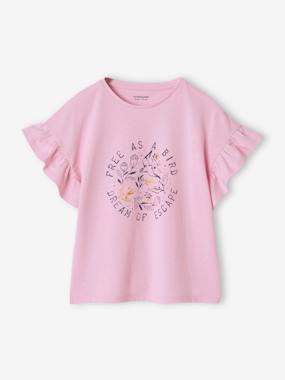 Fille-T-shirt, sous-pull-T-shirt manches courtes à volants fille