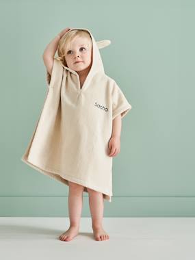 Linge de lit & Déco-Poncho de bain bébé avec coton recyclé personnalisable Animaux