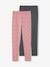 Lot de 2 leggings fille anthracite+beige+écru+rose poudré+vert émeraude+vert sauge - vertbaudet enfant 