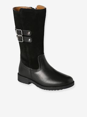 Shoes-Girls Footwear-Leather Riding Boots with Zip for Girls