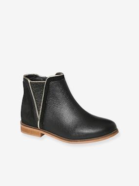 Boots cuir fille zippées et élastiquées  - vertbaudet enfant