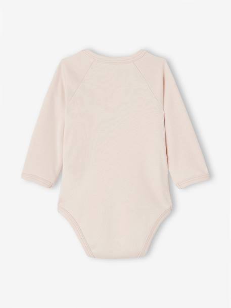 Lot 3 bodies manches longues en coton bio bébé ouverture naissance rose pâle - vertbaudet enfant 