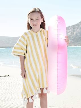 Linge de lit & Déco-Poncho de bain enfant à rayures personnalisable