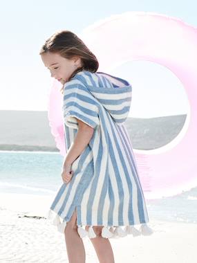 Linge de lit & Déco-Linge de bain-Poncho de bain enfant à rayures personnalisable