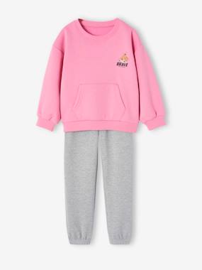 Fille-Pantalon-Ensemble sport sweat + jogging en molleton fille