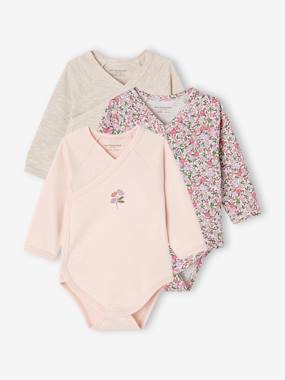 Baby-Bodysuits-Pack of 3 Long Sleeve Bodysuits in Organic Cotton for Newborn Babies