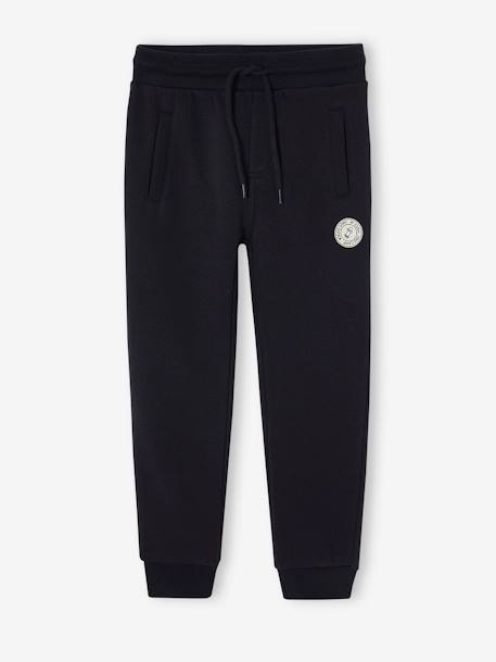 Pantalon jogging Basics garçon en molleton dark bleu ardoise+gris moyen chiné+marine chiné+noir+noir chiné+noisette+ocre+rouge+vert sapin - vertbaudet enfant 