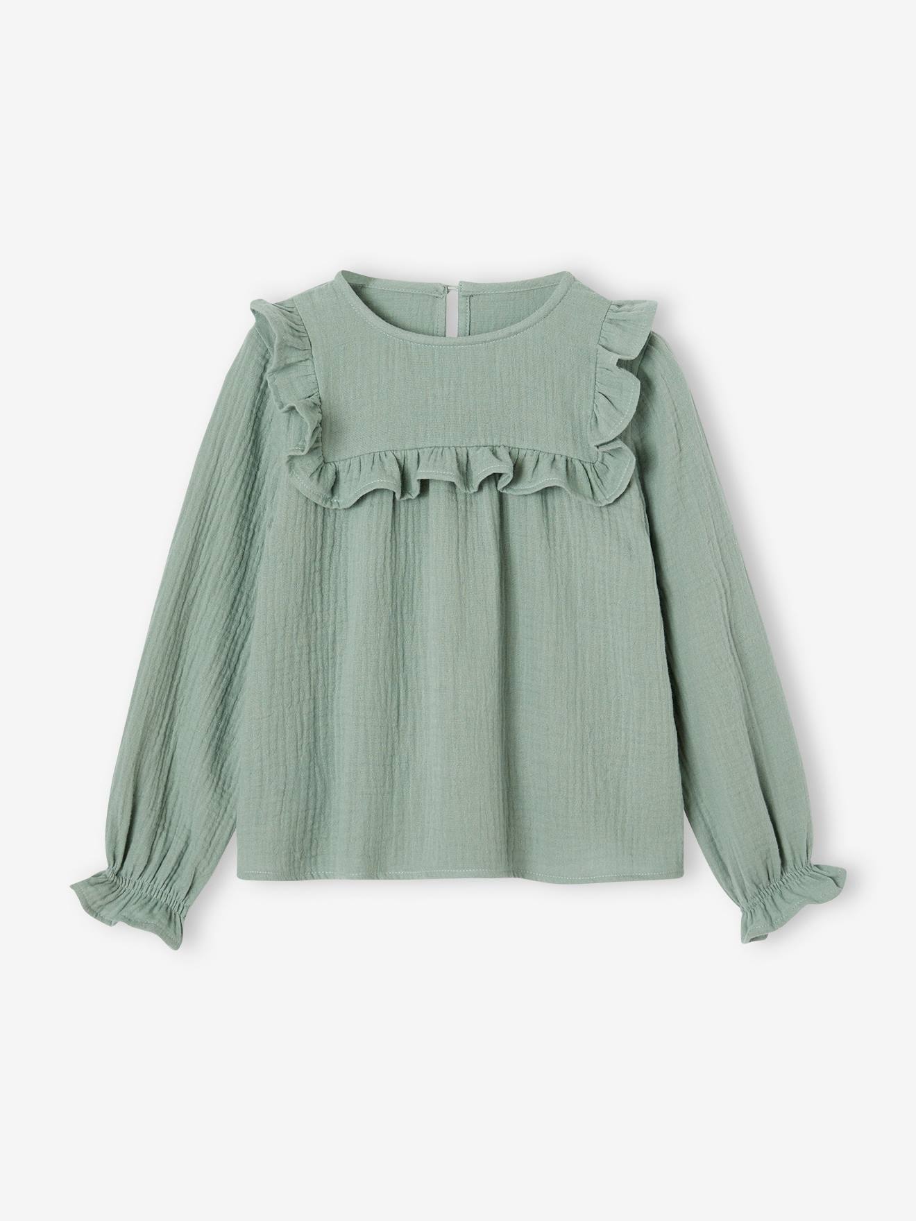 grey ruffle blouse