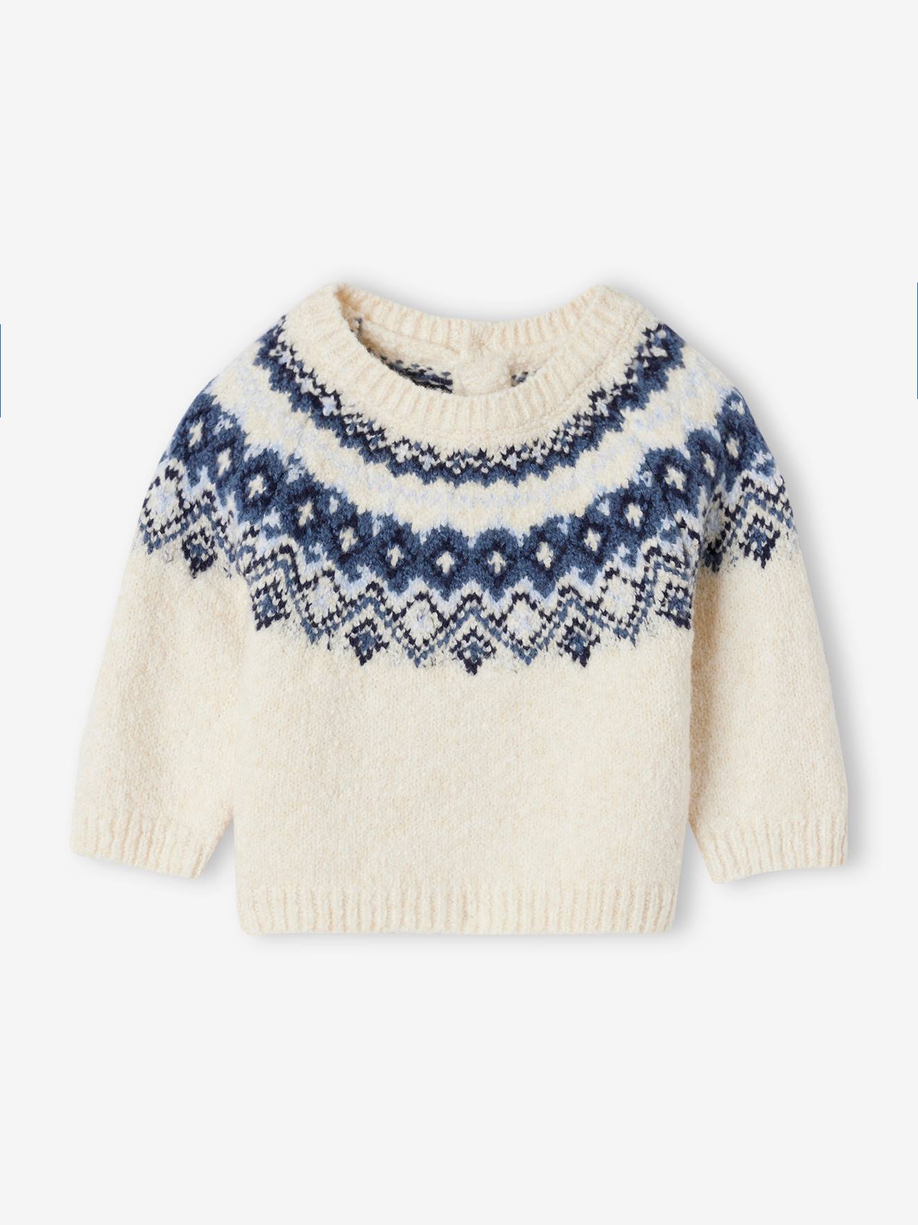 Jacquard Jumper in Ultra Soft Fuzzy Knit for Baby Boys