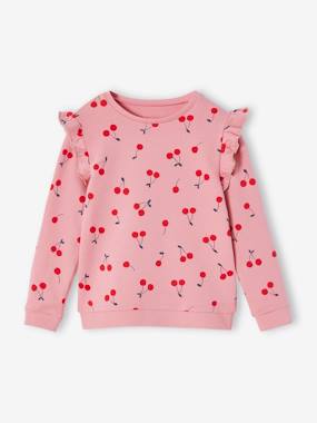 Girls-Cardigans, Jumpers & Sweatshirts-Sweatshirt with Ruffles & Message for Girls