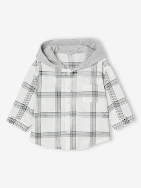 -Chequered Hooded Shirt for Babies