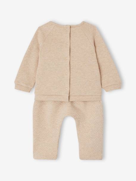 Sweatshirt & Trousers Combo for Babies 6308+ecru+marl beige+pale pink+rose - vertbaudet enfant 