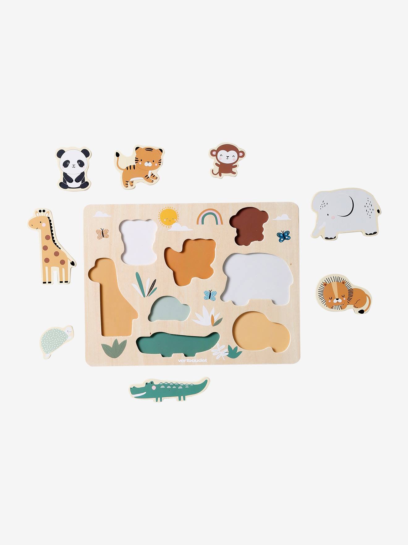 VERTBAUDET – Puzzle Coulissant Tanzanie En Bois FSC – Casse-tête Tigre 8 Pièces, Dès 3 Ans – 21 X 21 Cm