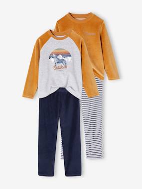 Garçon-Lot de 2 pyjamas "Loup" en velours garçon