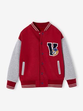 Boys-College-Type Jacket in Fleece, Patch in Bouclé Knit, for Boys