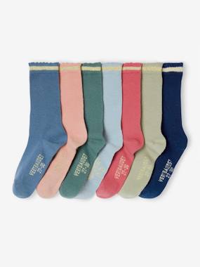 Girls-Pack of 7 Pairs of Socks in Lurex for Girls