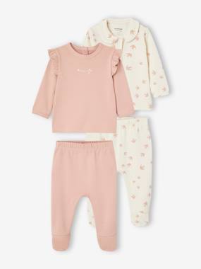 Baby-Pyjamas & Sleepsuits-Pack of 2 Interlock Birds Pyjamas for Babies