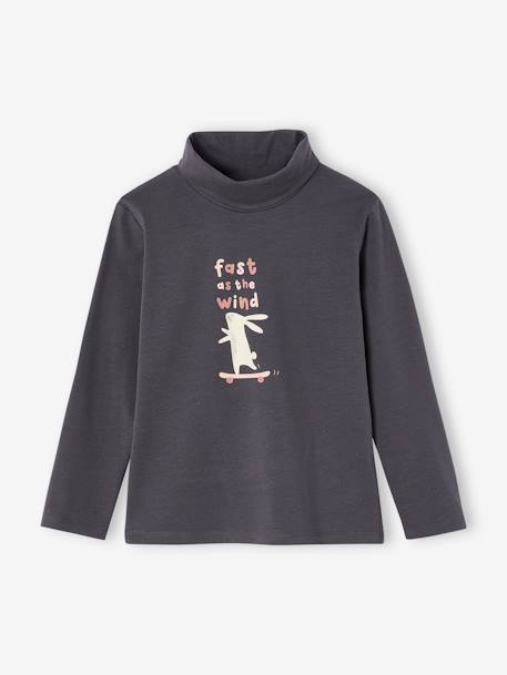 Lot de 3 T-shirts col roulé fille anthracite+beige poudré+lot rose poudré+vert de gris - vertbaudet enfant 