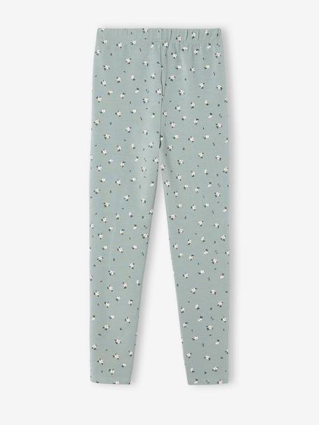 Lot de 2 leggings fille anthracite+beige+écru+rose poudré+vert émeraude+vert sauge - vertbaudet enfant 