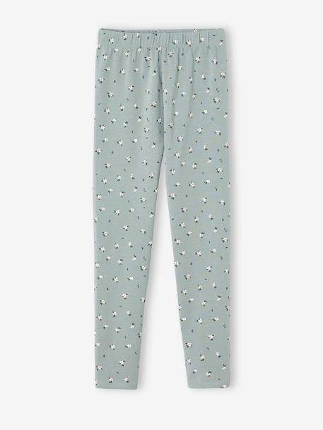 Lot de 2 leggings fille anthracite+beige+écru+rose poudré+vert émeraude+vert sauge - vertbaudet enfant 