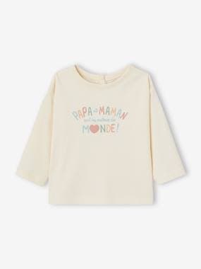 Baby-T-shirts & Roll Neck T-Shirts-T-Shirt with Message in Organic Cotton, for Babies