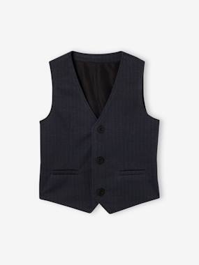 Boys-Coats & Jackets-Waistcoat in Woollen Chevron Fabric, for Boys