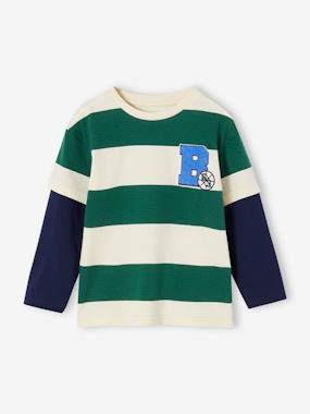 Boys-Tops-Striped Top, Double Sleeves Effect, for Boys