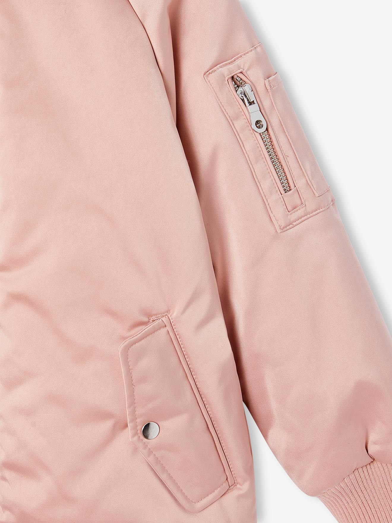 Bomber Jacket with Satiny Effect for Girls - rosy, Girls