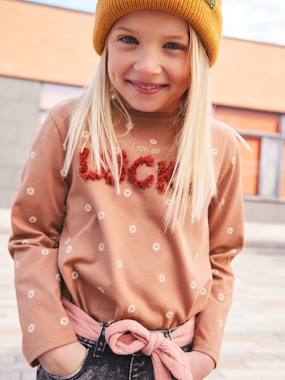 Girls-Tops-Printed Top with Crimped Inscription in Relief, for Girls