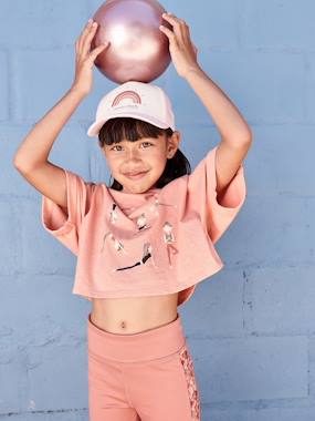 Girls-Sportswear-Cropped Sports T-Shirt with Muse Motifs for Girls