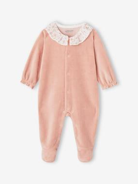 Baby-Corduroy Sleepsuit with Frilled Collar for Newborn Babies