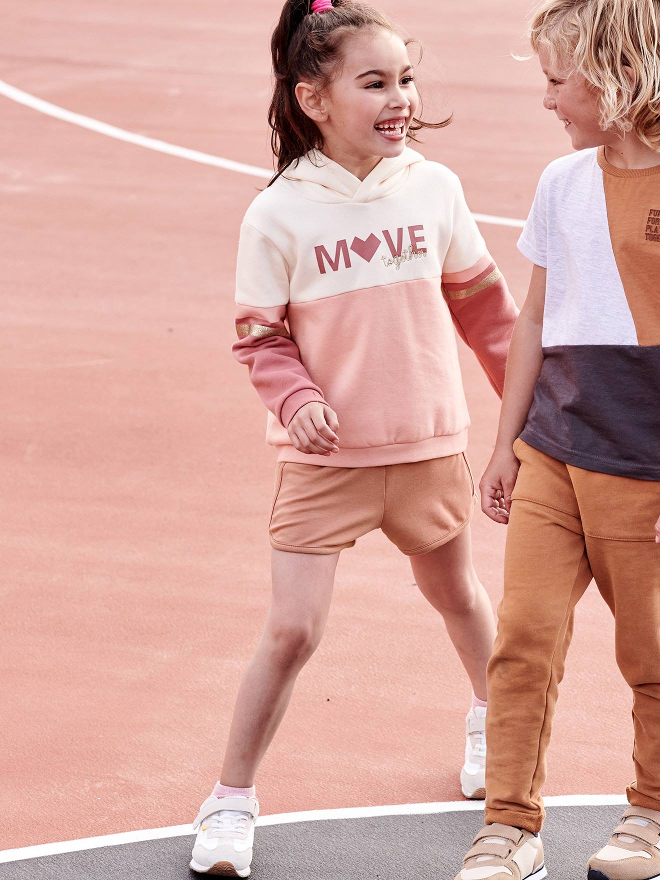 Short sport Basics fille en molleton terracotta Fille