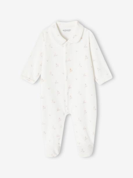 Pack of 2 Velour Sleepsuits with Front Opening for Babies cappuccino+pale blue+rose - vertbaudet enfant 