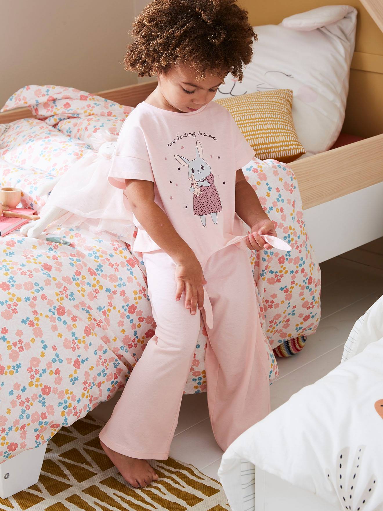 Wide Rabbit Pyjamas for Girls pale pink Girls