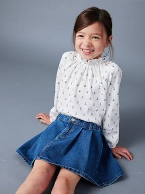 Girls-Tops-Fancy Top, Elasticated Ruffled Neckline, for Girls