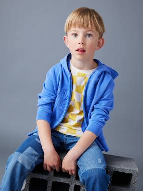 Boys-Hooded Jacket with Zip, Letter Appliqué, for Boys