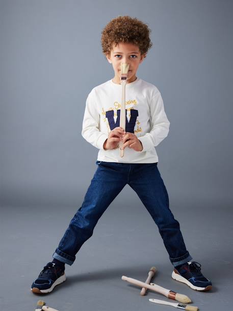 Wide Easy to Slip On Jeans for Boys bleached denim+brut denim+grey+stone - vertbaudet enfant 