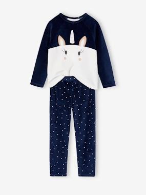 Girls-Nightwear-Unicorn Pyjamas in Velour for Girls