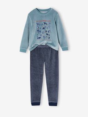 Boys-Velour Pyjamas with Playful Animal Pictures Motif for Boys